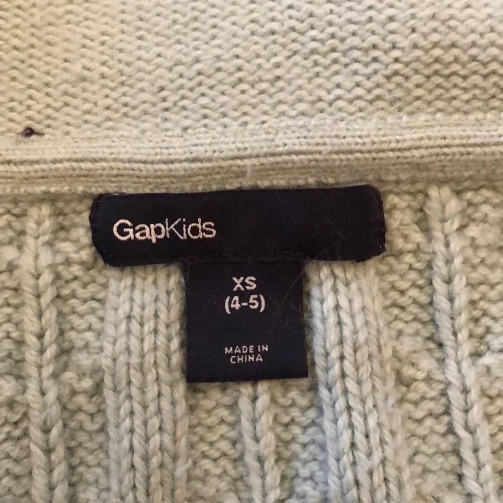 GapKids Button Chunky Cable Knit Cocoon Sweater in Blue Size XS 4 5